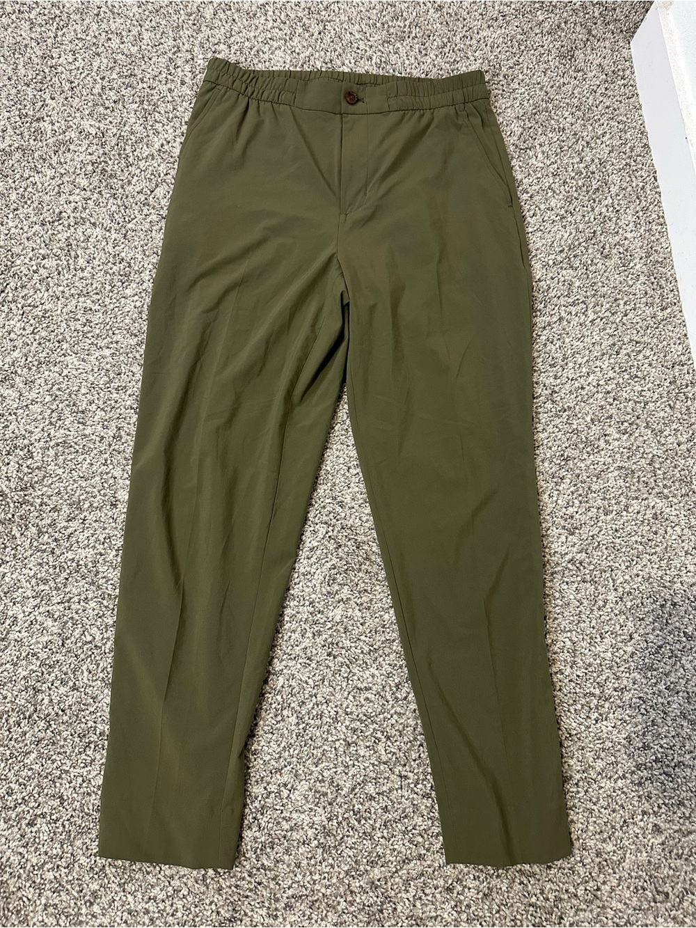 Banana Republic Olive Green Straight-Leg Trousers